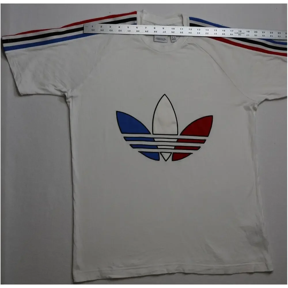 Adidas Originals Tricolor Trefoil Graphic T-Shirt White Men's Size Medium